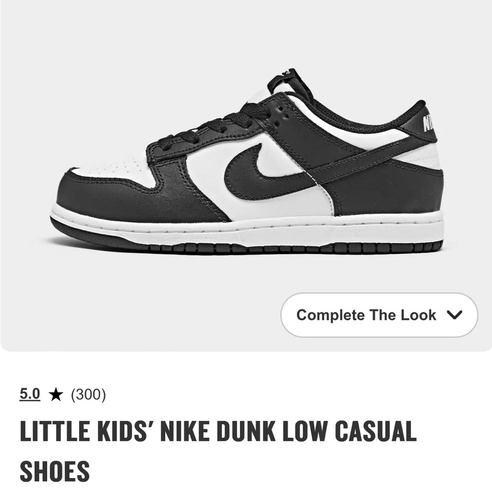 Nike Dunk Low Kids' Shoes Black and White 1.5